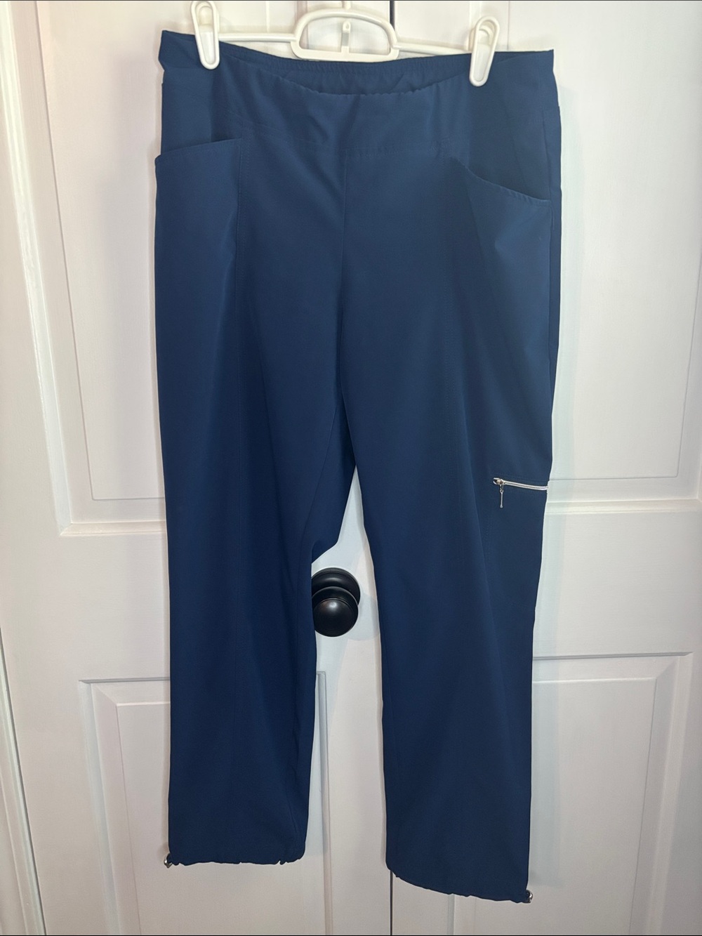 Chico's Navy Straight-Leg Pants with Zip Thigh Pocket